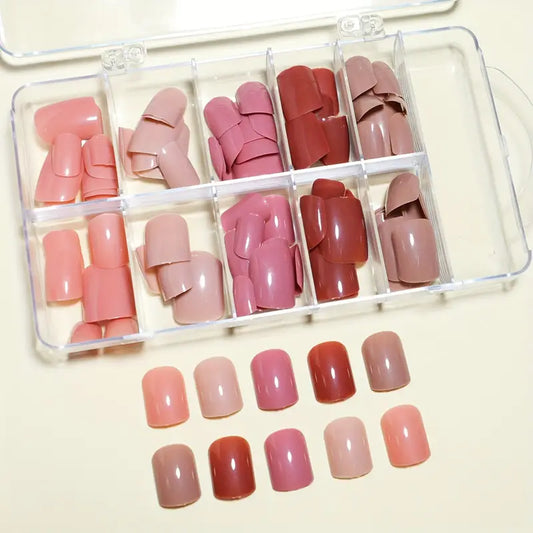 120pcs Short False Nails Set, Assorted Colours Glossy Artificial Nail Tips